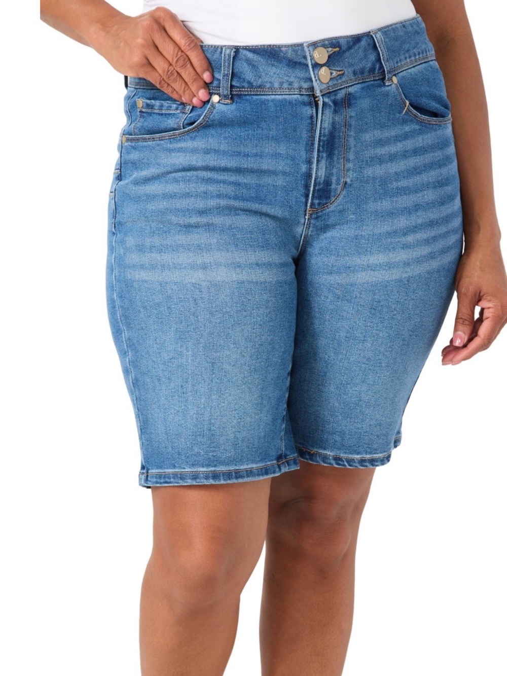 Torrid women’s size 20 premier stretch denim shorts front zip with three button
